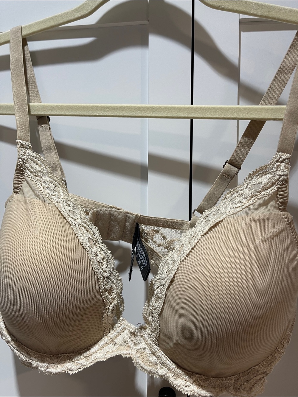 Natori Cream Lace-Trim Underwire Bra
